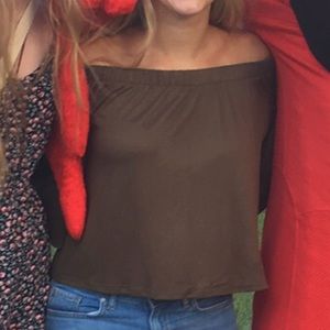 Olive green off the shoulder top